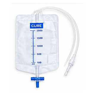 CURE Urine Bag 2000 mL, Push Valve